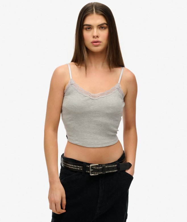 superdry Camiseta corta con ribete de encaje Athletic Essentials Descuento