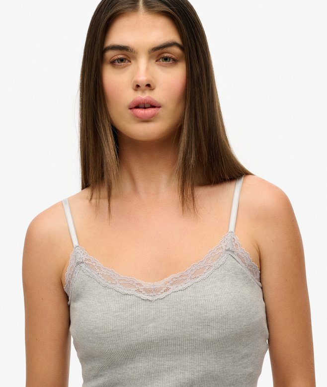 superdry Camiseta corta con ribete de encaje Athletic Essentials Descuento