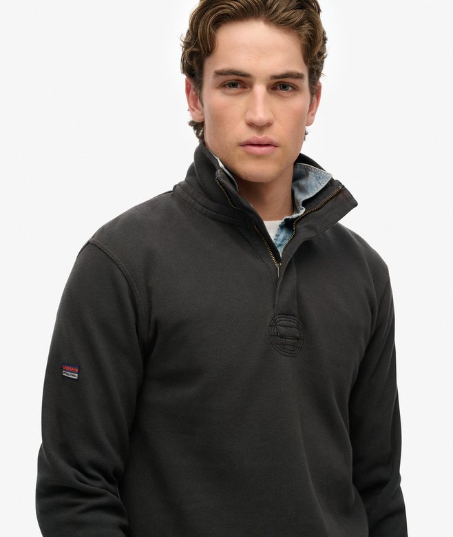 superdry Jersey clásico de piqué de algodón con media cremallera Promoción trimestral
