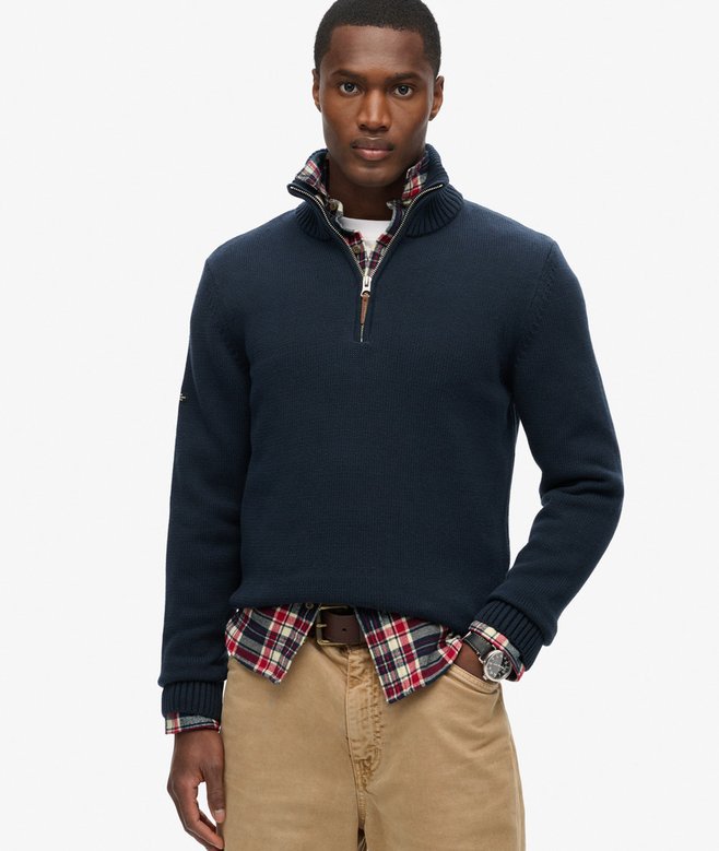 superdry Jersey clásico de punto de algodón con media cremallera Envío internacional gratuito