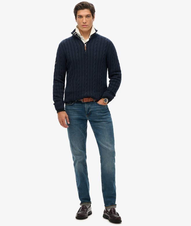 superdry Jersey clásico de punto trenzado de algodón con media cremallera Rebajas baratas