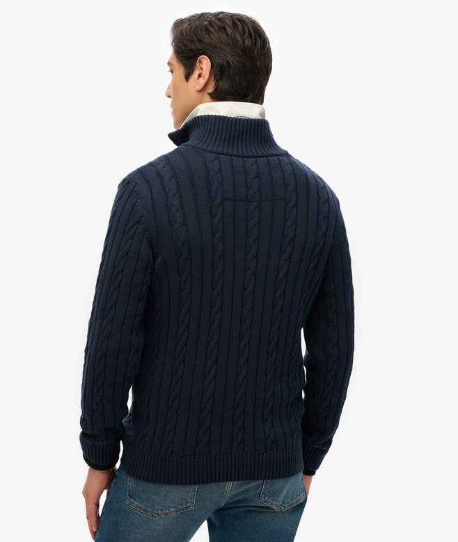 superdry Jersey clásico de punto trenzado de algodón con media cremallera Rebajas baratas