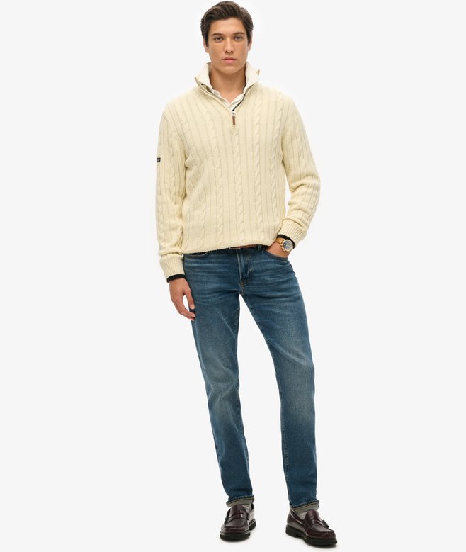 superdry Jersey clásico de punto trenzado de algodón con media cremallera Rebajas de fábrica