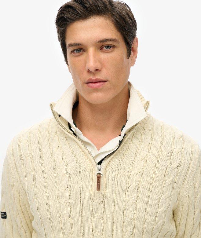 superdry Jersey clásico de punto trenzado de algodón con media cremallera Rebajas de fábrica
