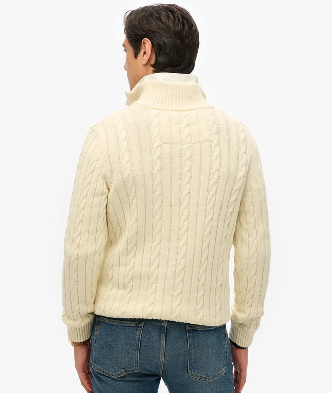 superdry Jersey clásico de punto trenzado de algodón con media cremallera Rebajas de fábrica