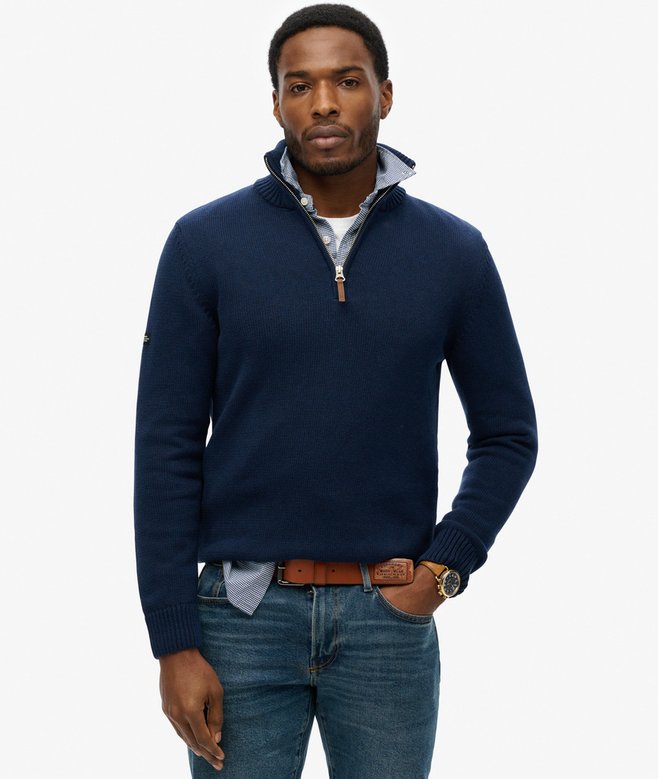 superdry Jersey clásico de punto de algodón con media cremallera