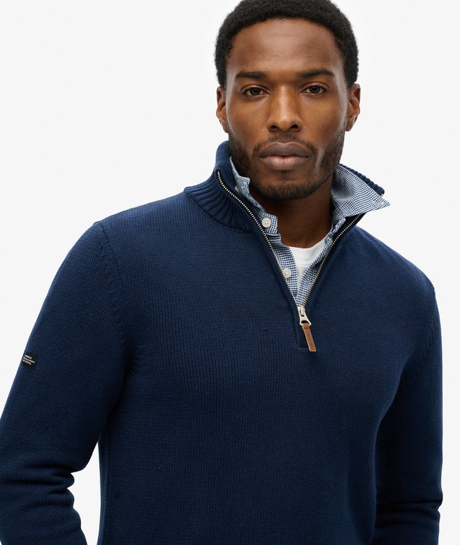 superdry Jersey clásico de punto de algodón con media cremallera Liquidación