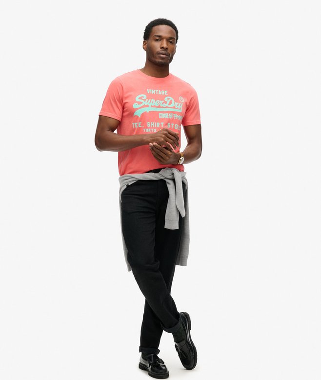 superdry Camiseta flúor con logo Vintage Rebajas