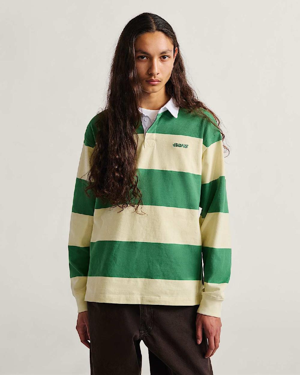 vans Polo de rugby de punto a rayas Ward en Verde| Vans ES En línea
