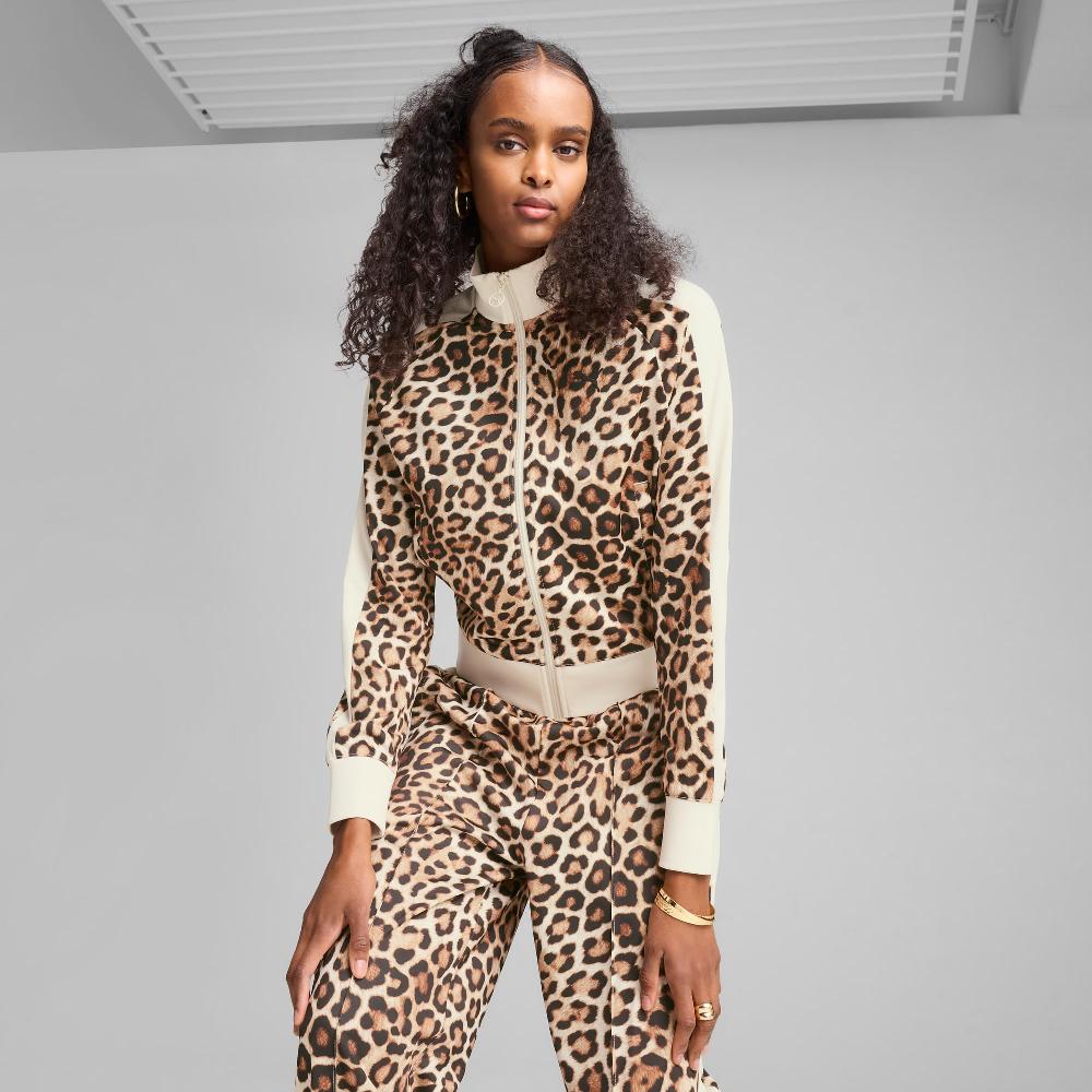 Puma Chaqueta de chándal corta con estampado integral T7 LEO LUXE para mujer