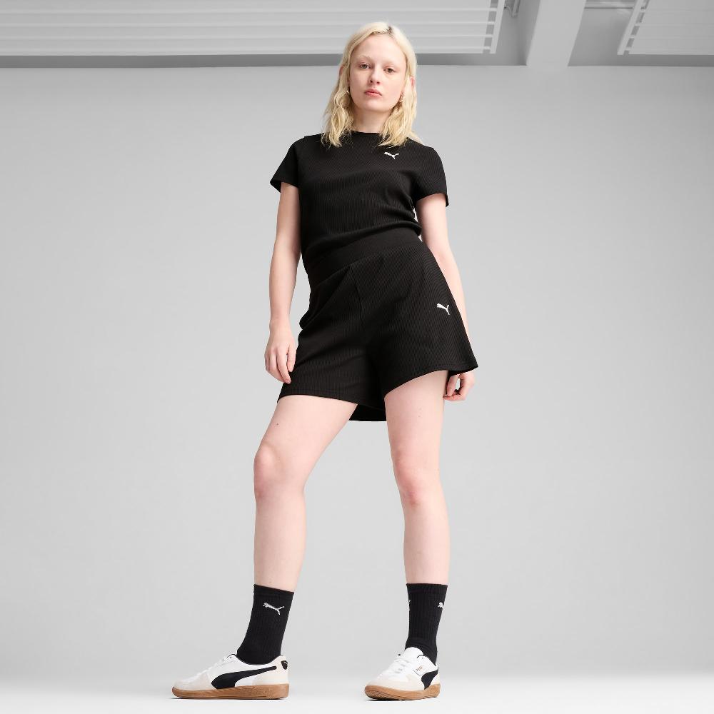 Puma Shorts de canalé tiro alto ESS ELEVATED 5" para mujer Promoción trimestral