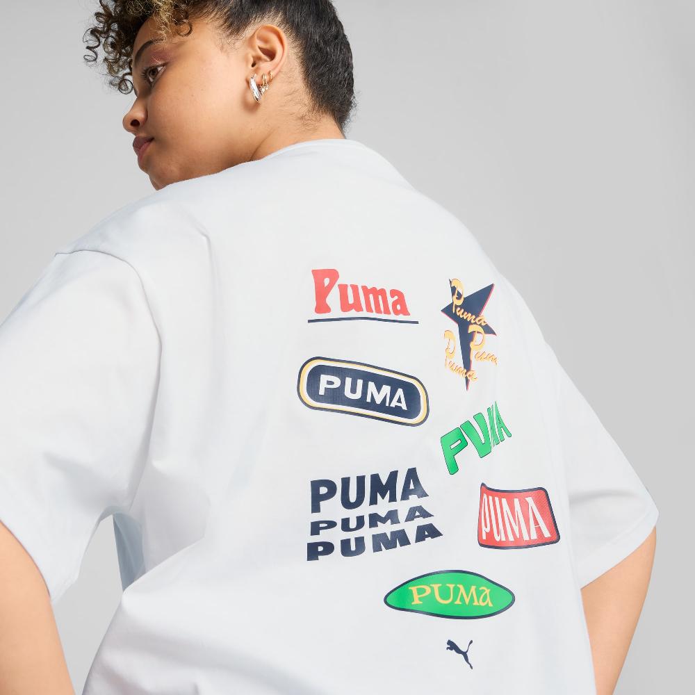 Puma Camiseta estampada holgada Wardrobe Essentials para mujer Devoluciones gratuitas